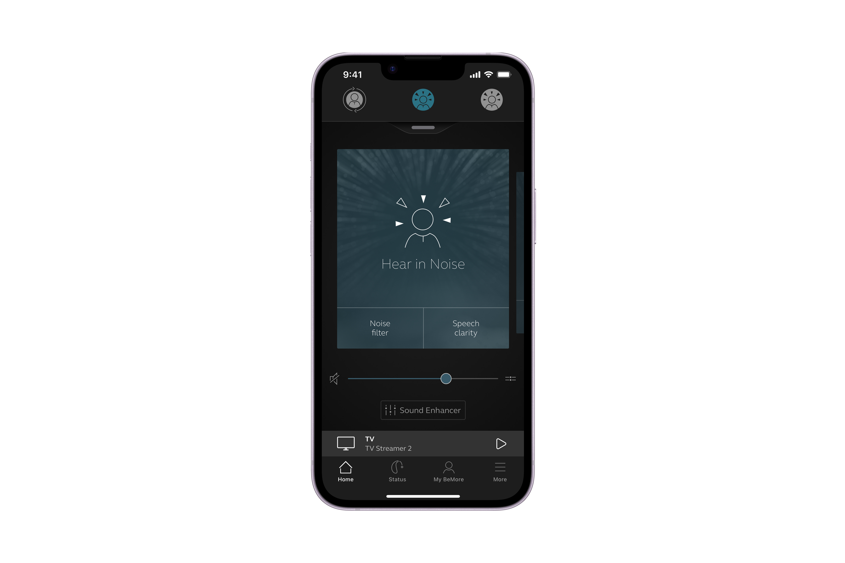 BeMore app hear in noise settings